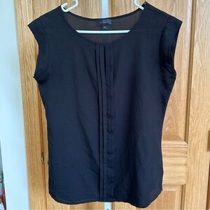 The Limited Black Cap Sleeve Pleated Chiffon Blouse Size Small